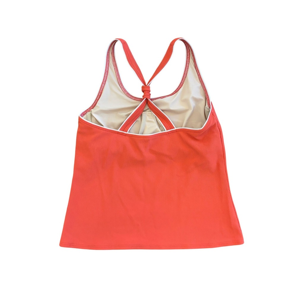 Lands End Tankini Top Women 16 Swimsuit Ribbed Racerback Built in Bra Modest - Picture 2 of 8